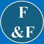 This logo is an image of a circle with 3 characters inside it: F & F. The logo is basically 2 colors: blue and white. The blue conveys trust. The white provides good contrast.